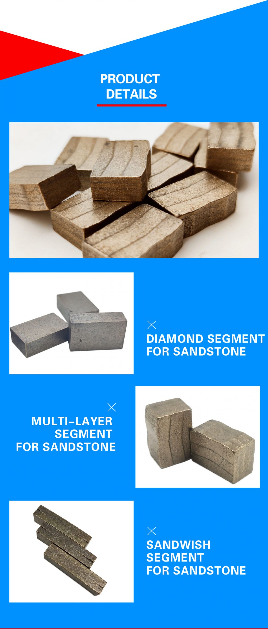 Diamond segments for sandstone