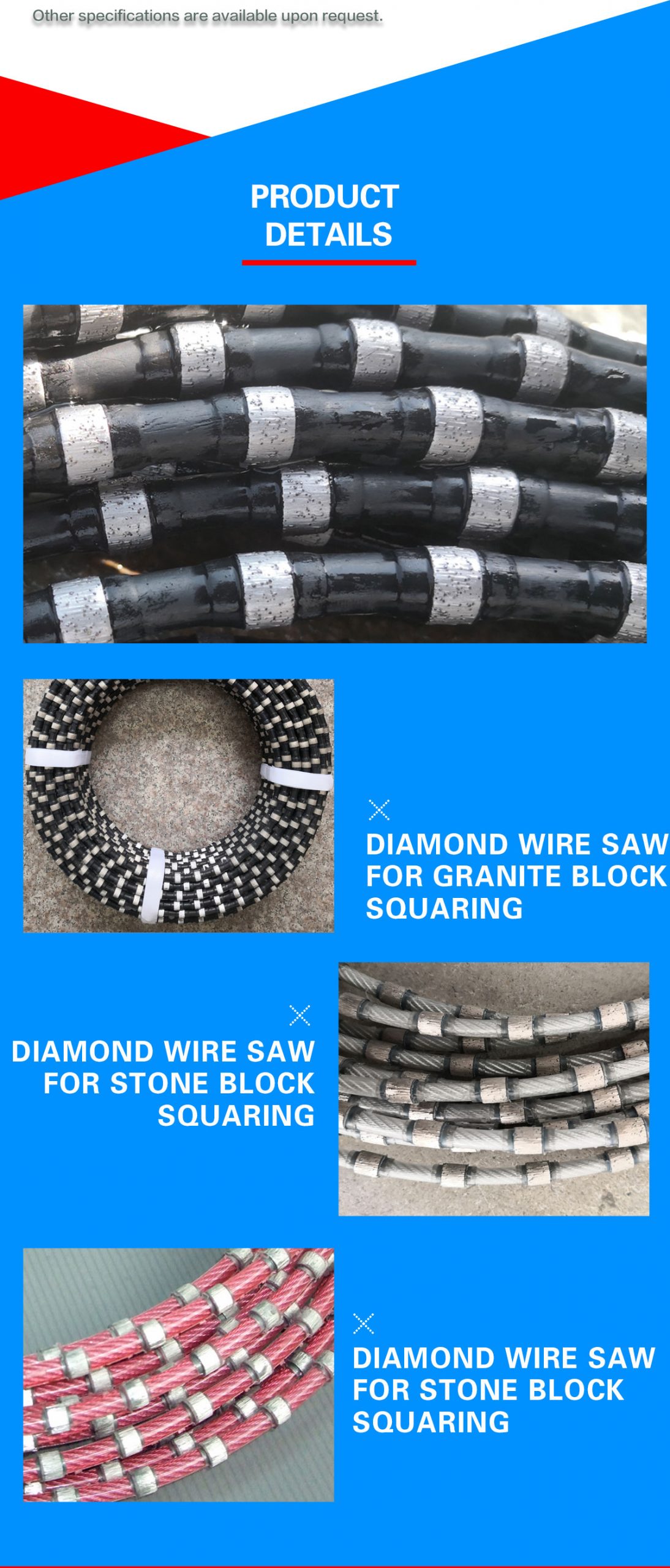 stone block cutting wire saw tools, diamond wire saw for marble&granite block