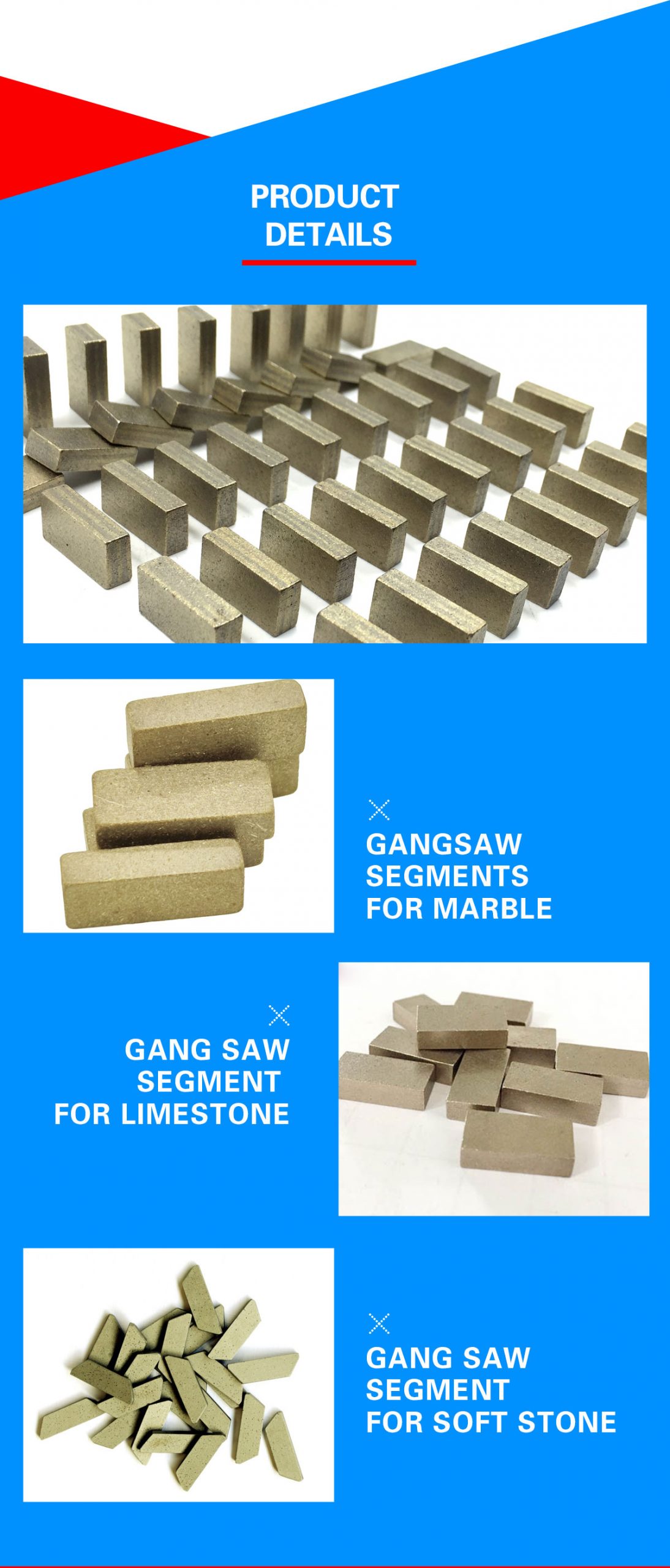 gangsaw segments for soft stones cutting